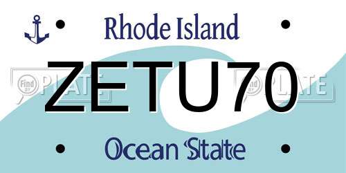 ZETU70 Rhode Island License Plate