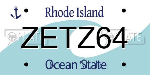 ZETZ64 Rhode Island License Plate