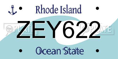 ZEY622 Rhode Island License Plate
