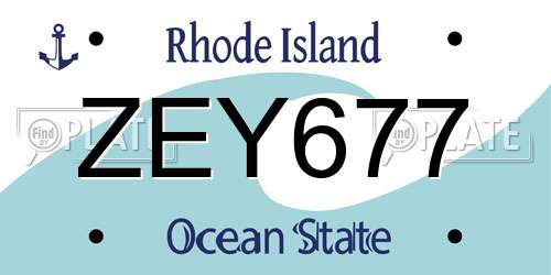 ZEY677 Rhode Island License Plate