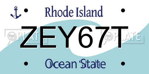 ZEY67T Rhode Island License Plate