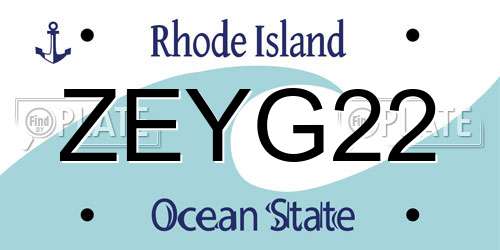 ZEYG22 Rhode Island License Plate