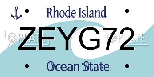 ZEYG72 Rhode Island License Plate