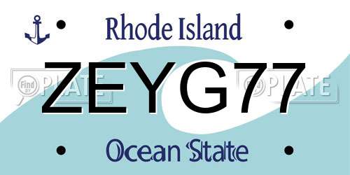 ZEYG77 Rhode Island License Plate