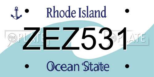 ZEZ531 Rhode Island License Plate