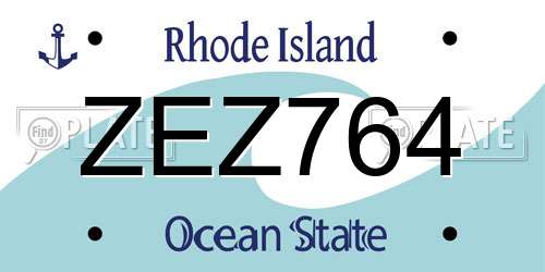 ZEZ764 Rhode Island License Plate