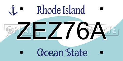 ZEZ76A Rhode Island License Plate