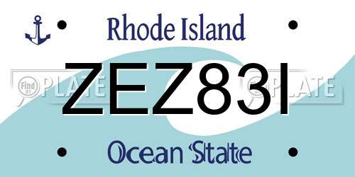 ZEZ83I Rhode Island License Plate