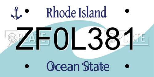 ZF0L381 Rhode Island License Plate