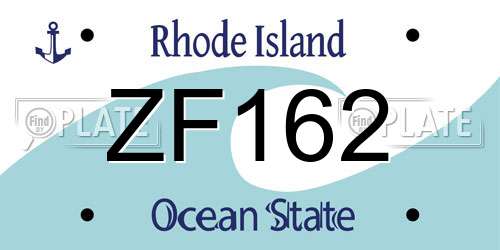 ZF162 Rhode Island License Plate