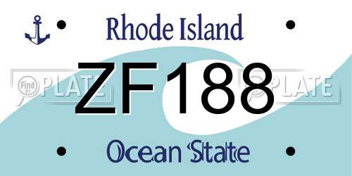 ZF188 Rhode Island License Plate