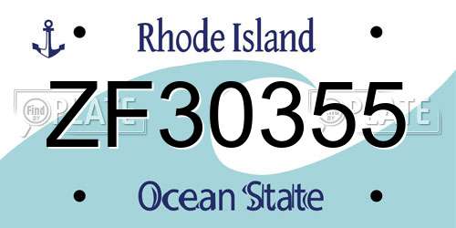 ZF30355 Rhode Island License Plate