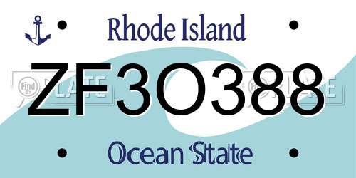ZF3O388 Rhode Island License Plate