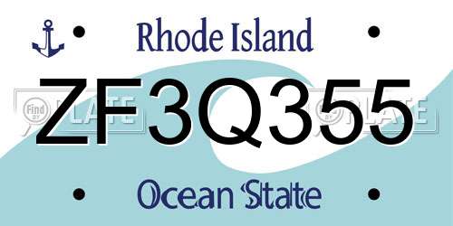 ZF3Q355 Rhode Island License Plate