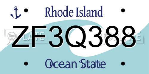 ZF3Q388 Rhode Island License Plate