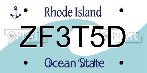 ZF3T5D Rhode Island License Plate