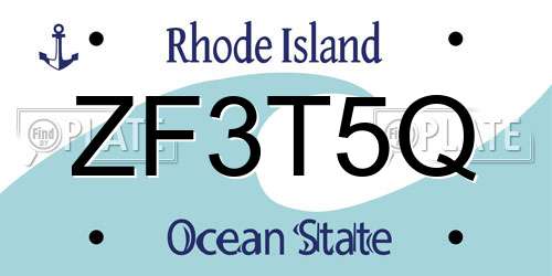 ZF3T5Q Rhode Island License Plate