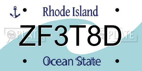 ZF3T8D Rhode Island License Plate