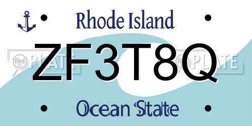 ZF3T8Q Rhode Island License Plate