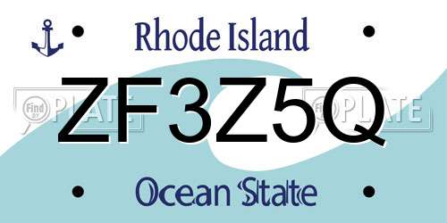 ZF3Z5Q Rhode Island License Plate