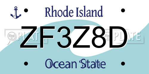 ZF3Z8D Rhode Island License Plate