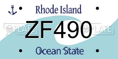 ZF490 Rhode Island License Plate