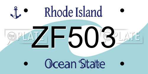 ZF503 Rhode Island License Plate
