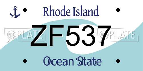 ZF537 Rhode Island License Plate
