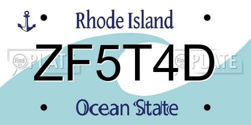 ZF5T4D Rhode Island License Plate
