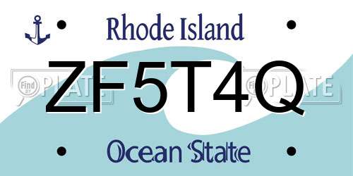 ZF5T4Q Rhode Island License Plate