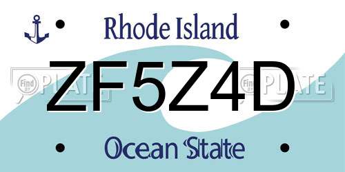 ZF5Z4D Rhode Island License Plate