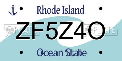 ZF5Z4O Rhode Island License Plate