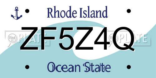 ZF5Z4Q Rhode Island License Plate