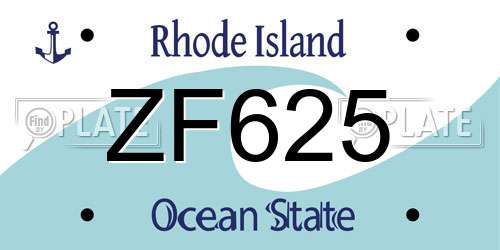 ZF625 Rhode Island License Plate
