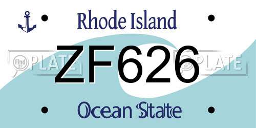 ZF626 Rhode Island License Plate