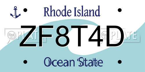 ZF8T4D Rhode Island License Plate