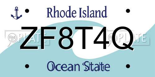 ZF8T4Q Rhode Island License Plate