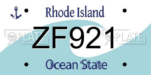ZF921 Rhode Island License Plate
