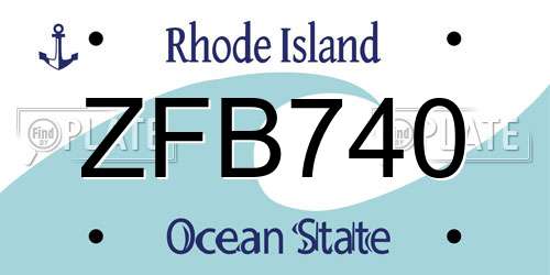 ZFB740 Rhode Island License Plate