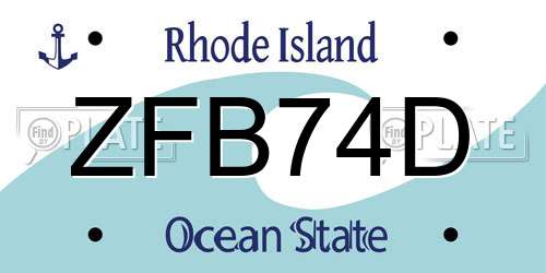 ZFB74D Rhode Island License Plate