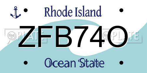 ZFB74O Rhode Island License Plate