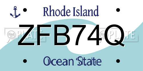 ZFB74Q Rhode Island License Plate