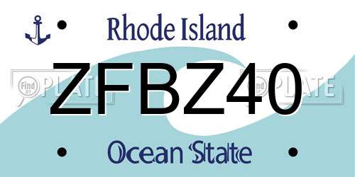 ZFBZ40 Rhode Island License Plate