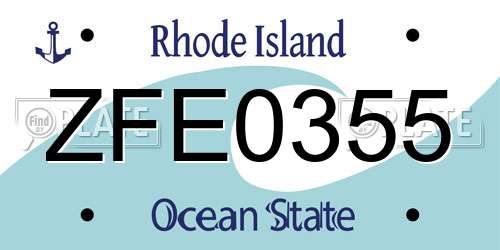 ZFE0355 Rhode Island License Plate