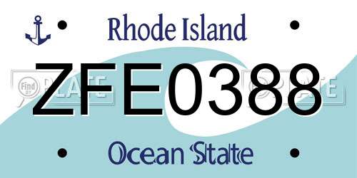 ZFE0388 Rhode Island License Plate