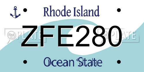 ZFE280 Rhode Island License Plate