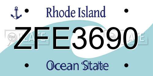 ZFE3690 Rhode Island License Plate