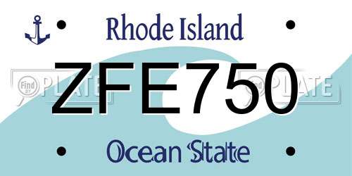 ZFE750 Rhode Island License Plate