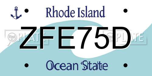 ZFE75D Rhode Island License Plate