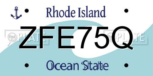 ZFE75Q Rhode Island License Plate